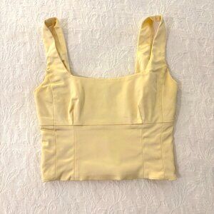 Wilfred Aritzia Shine Bustier, Yellow Satin Size XXS
